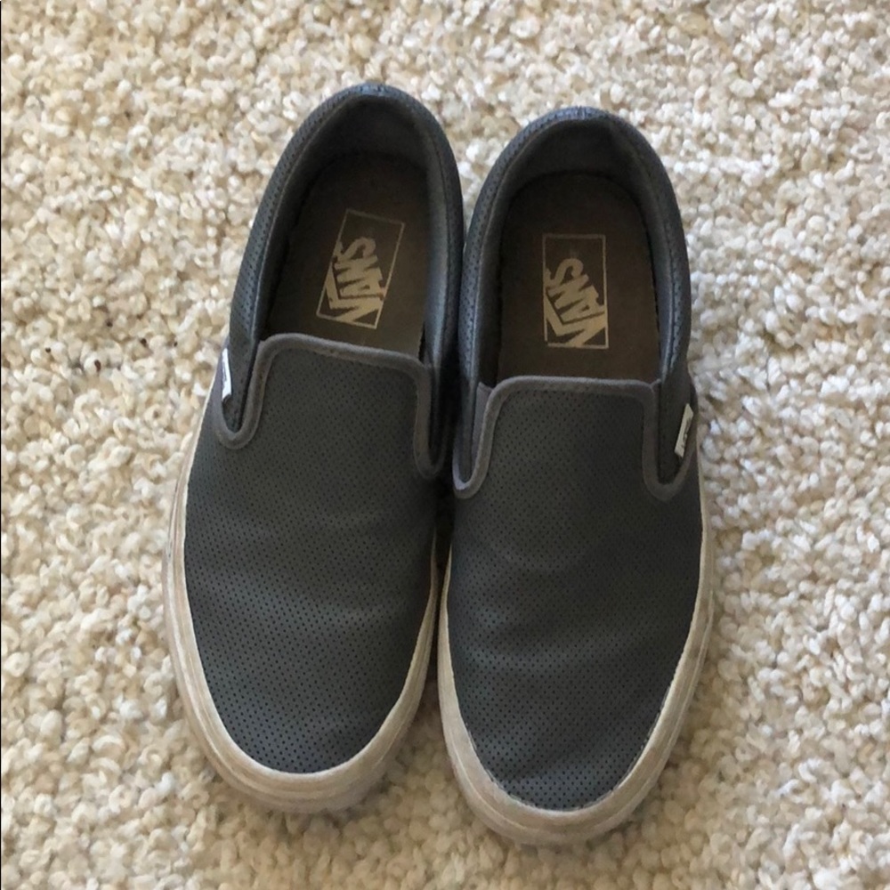 Gray perforated slip on vans